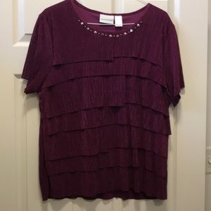 Beautiful dressy layered maroon blouse